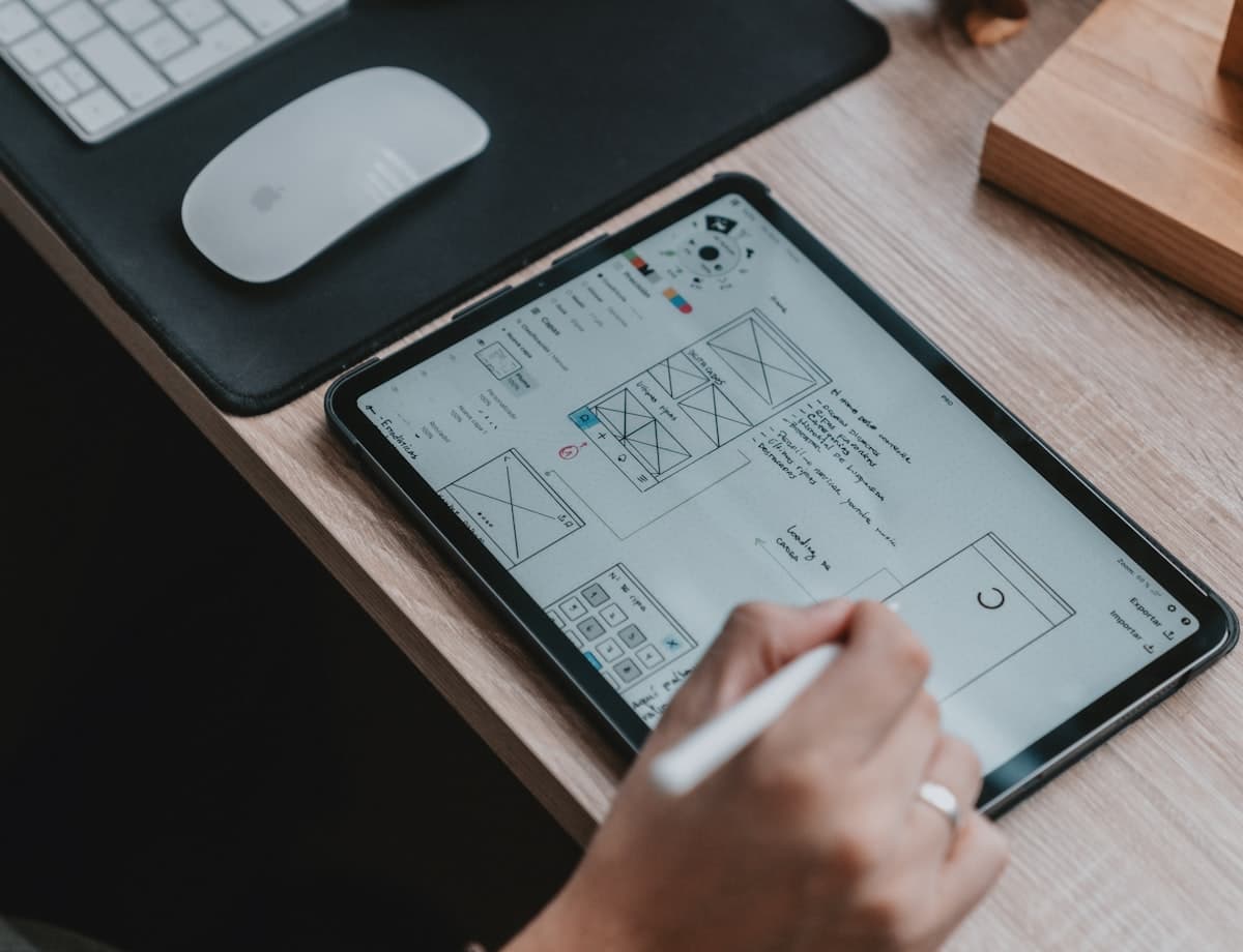 Interface wireframes and design explorations